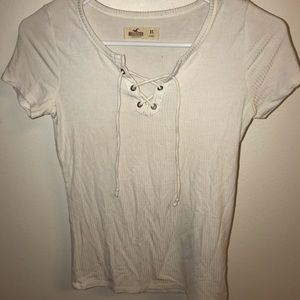 white criss cross tee